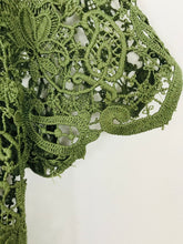 Load image into Gallery viewer, Zara Women’s Floral Lace Midi Dress | L UK14 | Khaki Green