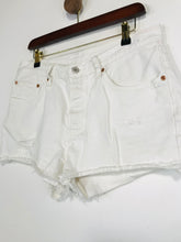 Load image into Gallery viewer, Levi’s Women's Distressed 501 Hot Pants Shorts | S UK8 | White