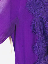 Load image into Gallery viewer, Karen Millen Women's Silk Lace Pleated Blouse | UK8 | Purple
