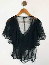 Load image into Gallery viewer, Topshop Women's Lace Ruffle Blouse | M UK10-12 | Black