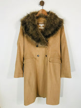 Load image into Gallery viewer, Monsoon Women's Faux Fur Collar Overcoat Coat NWT | UK16 | Brown