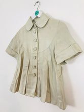 Load image into Gallery viewer, Ted Baker Women’s Cropped Pleated Short Sleeve Blouse Jacket | 1 /S /UK8 | Beige