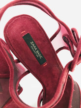 Load image into Gallery viewer, Zara Women’s Mesh Strap Sandal Heels | 38 UK5 | Burgundy Red