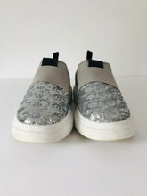 Load image into Gallery viewer, Fessura Women's Sequin Platform Trainers  | UK4 | Grey