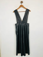Load image into Gallery viewer, Zara Women's Faux Leather Dungaree Midi Dress NWT | M UK10-12 | Black