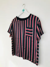 Load image into Gallery viewer, Tommy Hilfiger Women’s Silk Oversized Stripe T-shirt | US4 UK8 | Red Blue