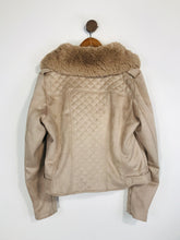Load image into Gallery viewer, River Island Women's Faux Fur Biker Jacket | UK16 | Beige