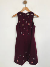Load image into Gallery viewer, Whistles Women's Floral Beaded A-Line Dress | UK6 | Red