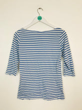 Load image into Gallery viewer, People Tree Women’s Organic Stripe Three Quarter Length Sleeve Tshirt | UK10 | Blue