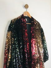 Load image into Gallery viewer, Topshop Women's Sequin Kimono Style Overcoat Coat | UK10 | Multicoloured