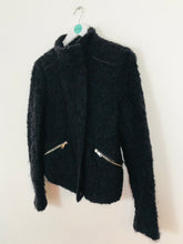 Load image into Gallery viewer, Whistles Women’s Faux Fur Knitted Bomber Biker Jacket | UK10 | Black