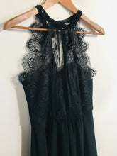 Load image into Gallery viewer, Monsoon Women's High Neck Lace A-Line Dress | UK12 | Black