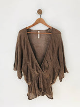 Load image into Gallery viewer, Oui Moments Women's Oversized V Neck Short Sleeve Jumper | UK12 | Brown