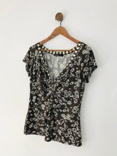 Load image into Gallery viewer, Marc Cain Women's Floral V Neck Blouse | UK16 | Brown