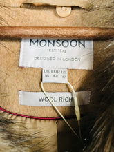 Load image into Gallery viewer, Monsoon Women's Faux Fur Collar Overcoat Coat NWT | UK16 | Brown