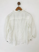 Load image into Gallery viewer, Jaeger Women's Linen Embroidered Button-Up Shirt | UK14 | White