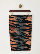 Load image into Gallery viewer, Alexander McQueen Women’s Tiger Print Pencil Skirt | M UK10-12 | Brown Black