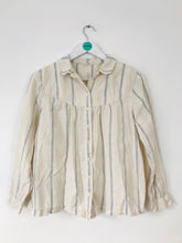 Load image into Gallery viewer, Fat Face Women’s Striped Button Down Shirt | UK12 | White