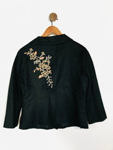 Load image into Gallery viewer, Precis Women's Linen Embroidered Blazer Jacket | UK12 | Black