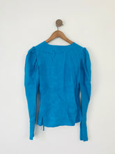 Load image into Gallery viewer, & Other Stories Women’s Puff Sleeve Wrap Blouse | UK8 | Blue