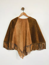 Load image into Gallery viewer, Piel Women's Fringe Suede Cape Shawl | OS | Brown