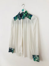 Load image into Gallery viewer, Vaudeville & Burlesque Women’s Contrast Floral Shirt | XS UK6-8 | White