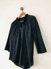 Load image into Gallery viewer, COS Women’s 3/4 Sleeve Ruffle Shirt | 40 UK12 | Navy Blue