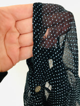 Load image into Gallery viewer, FARHI Women’s Sheer Polka Dot Blouse Shirt | UK10 | Navy Blue