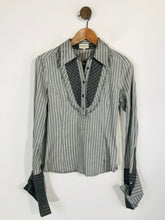 Load image into Gallery viewer, Karen Millen Women's Striped Half Button-Up Shirt | UK12 | Grey