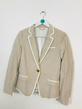 Load image into Gallery viewer, Mango Women's Fitted Pinstripe Blazer Jacket | UK10 | Brown