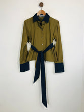 Load image into Gallery viewer, Duro Olowu Women's Contrast Belted Button-Up Shirt | UK10 | Green