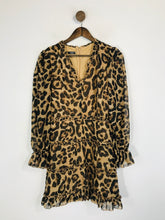 Load image into Gallery viewer, Quiz Women's Leopard Print Ruffle A-Line Dress | UK10 | Brown