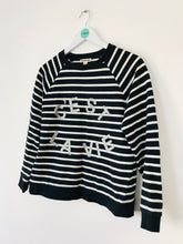 Load image into Gallery viewer, Whistles Women’s Striped C'est La Vie Sweatshirt Jumper | M UK10-12 | Navy