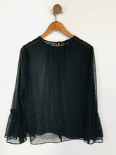 Load image into Gallery viewer, Hobbs Women's Ruched Mesh Blouse | UK14 | Black