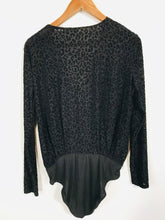 Load image into Gallery viewer, Mango Women's Leopard Print Bodysuit Blouse | L UK14 | Black