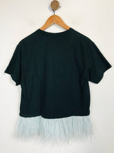 Load image into Gallery viewer, Opening Ceremony Women's Cotton Feather Trim T-Shirt | XS UK6-8 | Black