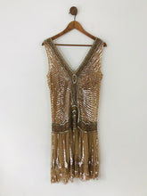 Load image into Gallery viewer, Jigsaw Women's Silk Sequin Embroidered Mini Dress | M UK10 | Brown
