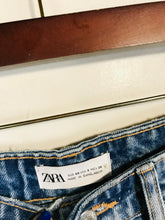 Load image into Gallery viewer, Zara Women's Denim Distressed Hot Pants Shorts NWT | UK12 | Blue