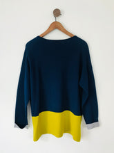 Load image into Gallery viewer, Jaeger Women’s Colour Block Wool Jumper | XL UK16 | Blue Yellow