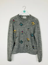 Load image into Gallery viewer, Bimba Y Lola Womens Embroidered Knit Jumper | XL | Grey