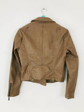 Load image into Gallery viewer, Silvian Heach Women’s Faux Leather Biker Jacket | XS UK6-8 | Brown