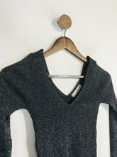 Load image into Gallery viewer, Mango Women's V-Neck Lurex Glittery Jumper | S UK8 | Black