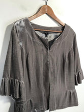 Load image into Gallery viewer, Marks & Spencer Limited Women's Ruffle Velvet Cardigan NWT | UK18 | Grey