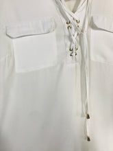 Load image into Gallery viewer, Lipsy Women's Oversized Lace Up Front Button-Up Shirt | UK12 | White
