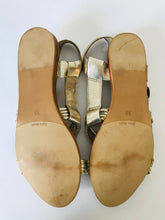 Load image into Gallery viewer, Zara Women’s Metallic Leather Gladiator Sandals Flats | 38 UK5 | Gold
