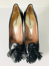 Load image into Gallery viewer, Emporio Armani Women’s Leather Tassel Court Heels | 40 UK7 | Black