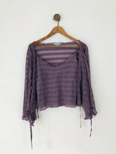 Load image into Gallery viewer, Jigsaw Women’s Lace Long Sleeve Wrap Blouse Top | L UK14 | Purple