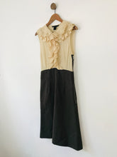 Load image into Gallery viewer, Marc Jacobs Women's Silk Ruffle Button-Up A-Line Dress | 8 UK10 | Brown