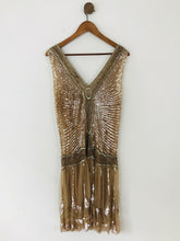 Load image into Gallery viewer, Jigsaw Women's Silk Sequin Embroidered Mini Dress | M UK10 | Brown
