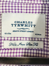 Load image into Gallery viewer, Charles Tyrwhitt Men's Cotton Striped Button-Up Shirt | 16.5 42 | Purple